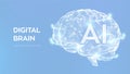 Brain. Digital brain. 3D Science and Technology concept. Neural network. IQ testing, artificial intelligence virtual emulation