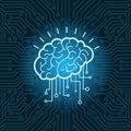 Brain Digital Form Icon Over Blue Circuit Background Royalty Free Stock Photo