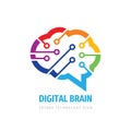 Brain digital logo. Mind intellect concept logo sign. Computer network logo symbol. Royalty Free Stock Photo