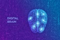 Brain. Digital brain on streaming matrix digital binary code background. 3D Science and Technology concept. Neural network. IQ Royalty Free Stock Photo