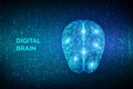 Brain. Digital brain on streaming matrix digital binary code background. 3D Science and Technology concept. Neural network. IQ Royalty Free Stock Photo