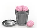 The brain discarded in the trash can
