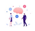 Brain disease concept. Vector flat people illustration. Female doctor with african american male senior patient. Neurology and Royalty Free Stock Photo