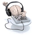 Brain with dj headset in front of consolle Royalty Free Stock Photo