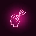 Brain, dna, genetic neon icon. Elements of Creative thinking set. Simple icon for websites, web design, mobile app, info graphics Royalty Free Stock Photo