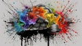 Brain Doodle Graffiti Sketch illustration Colorful Creative Logic Human Mind Painting Skull Mindset Drawing Abstract Thinking Royalty Free Stock Photo