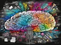 Brain Doodle Graffiti Sketch illustration Colorful Creative Logic Human Mind Painting Skull Mindset Drawing Abstract Thinking Royalty Free Stock Photo