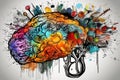 Brain Doodle Graffiti Sketch illustration Colorful Creative Logic Human Mind Painting Skull Mindset Drawing Abstract Thinking