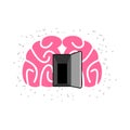 Brain with door open. Open mind. Vector illustration Royalty Free Stock Photo