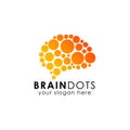 Brain dots logo design template. brain icon design in gradient style