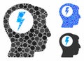 Brain electric shock Mosaic Icon of Round Dots