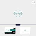 brain and electric wave concept logo template vector illustration, free business card design Royalty Free Stock Photo