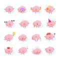 Brain Emoticons Cartoon Flat Icons