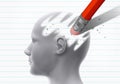 Head erased by pencil eraser Royalty Free Stock Photo