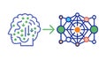 Brain Evolving into a Complex Digital Neural Network Icon, vector design Generative AI Royalty Free Stock Photo