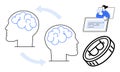 Brain Exchange Concept with Cryptocurrency and Digital Asset Illustration Royalty Free Stock Photo