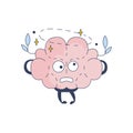 Brain Feeling Dizzy Comic Character Representing Intellect And Intellectual Activities Of Human Mind Cartoon Flat Vector