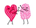 Brain fighting heart. Vector illustration with simple flat trendy colors Royalty Free Stock Photo