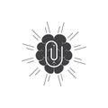 Brain file attach symbol decoration vector Royalty Free Stock Photo