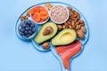 Brain Food Concept - Nutritious Ingredients Shaping Human Brain for Cognitive Health Royalty Free Stock Photo