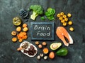 Brain Food concept, top view Royalty Free Stock Photo