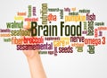 Brain Food word cloud and hand with marker concept