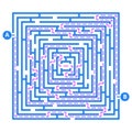 Brain game labyrinth. Vector maze with entry, exit and right way to go