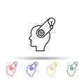 Brain, gear, bulb multi color style icon. Simple thin line, outline vector of creative thinking icons for ui and ux, website or Royalty Free Stock Photo