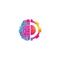 Brain and gear cog logo design. Royalty Free Stock Photo