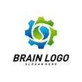 Brain with Gear, Creative mind with Mechanic, learning and design icons. People symbols. Colorful Icon Royalty Free Stock Photo