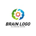 Brain with Gear, Creative mind with Mechanic, learning and design icons. People symbols. Colorful Icon Royalty Free Stock Photo
