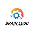 Brain with Gear, Creative mind with Mechanic, learning and design icons. People symbols. Colorful Icon Royalty Free Stock Photo