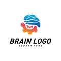 Brain with Gear, Creative mind with Mechanic, learning and design icons. People symbols. Colorful Icon Royalty Free Stock Photo