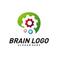 Brain with Gear, Creative mind with Mechanic, learning and design icons. People symbols. Colorful Icon Royalty Free Stock Photo