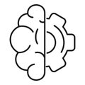 Brain gear innovation icon, outline style