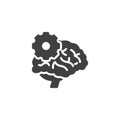 Brain with a gear inside vector icon Royalty Free Stock Photo