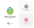 Brain with Gear Logo design vector template. Think idea concept. Brainstorm power thinking brain icon Logo Royalty Free Stock Photo