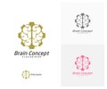 Brain with Gear Logo design vector template. Think idea concept. Brainstorm power thinking brain icon Logo Royalty Free Stock Photo