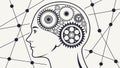 Brain with Gears, Cognitive Process, vector design Generative AI Royalty Free Stock Photo