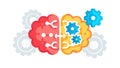 Brain with gears and connections, AI and thought process, vector design Generative AI Royalty Free Stock Photo