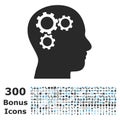 Brain Gears Flat Vector Icon with Bonus