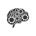 brain with gears icon. Vector isolated illustration isolated on a white background Royalty Free Stock Photo