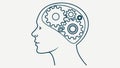 Brain with Gears Inside, Thinking Process, Problem Solving, Cognitive Function, vector design Generative AI Royalty Free Stock Photo