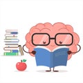 Brain with glasses and book. vector Royalty Free Stock Photo