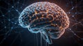 Brain with Glowing Neural Networks and AI Algorithms Symbolizing Innovation Royalty Free Stock Photo