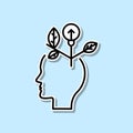 Brain, growth, flower sticker icon. Simple thin line, outline vector of Creative thinking icons for ui and ux, website or mobile