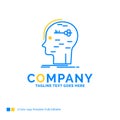 brain, hack, hacking, key, mind Blue Yellow Business Logo templa