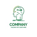 brain, hack, hacking, key, mind Flat Business Logo template
