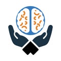 brain, hand, human brain, Brain Protected, gear, human brain on hand icon