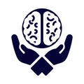 brain, hand, human brain, Brain Protected, gear, human brain on hand icon